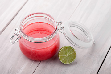 Natural diy lime sugar and salt body scrub