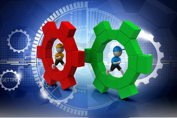 Obraz premium 3d people running the gear