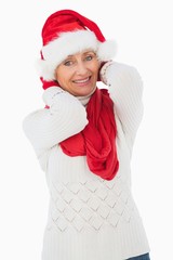Festive woman smiling at camera