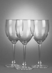 Three empty wineglasses