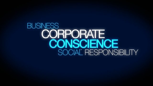 Corporate conscience CSR social responsibility words tag cloud