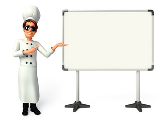 Young chef with display board