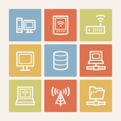 Network web icons, color square buttons