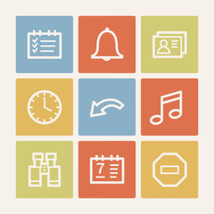 Organizer web icons, color square buttons