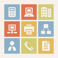 Office web icons set. Color buttons.