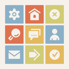 Basic web icons set. Color buttons.
