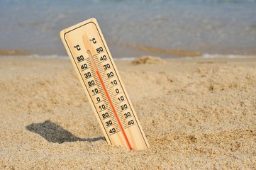 夏の海と温度計
