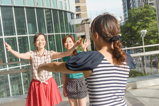 Woman Meet Her Friends