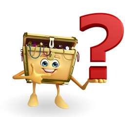 Treasure box character with question mark sign