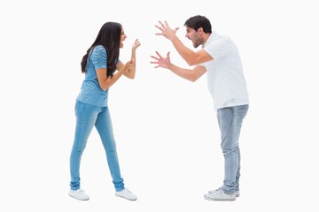 Angry couple shouting at each other