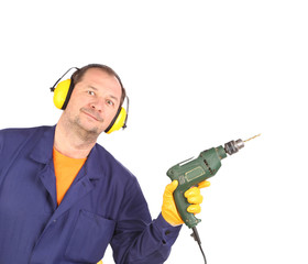Worker with drill.