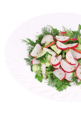 Close up of salad with radish and cumin.