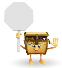 Treasure box character with  stop sign