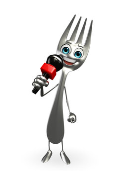 Fork character with mike