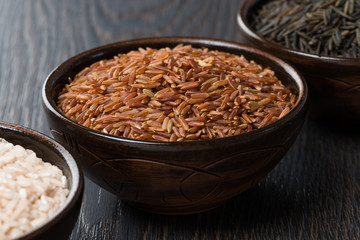 red rice in ceramic bowl