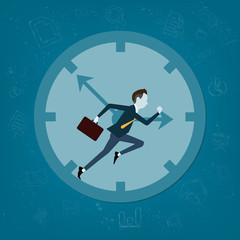 Vector business man  competitive with business time background