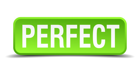 Perfect green 3d realistic square isolated button