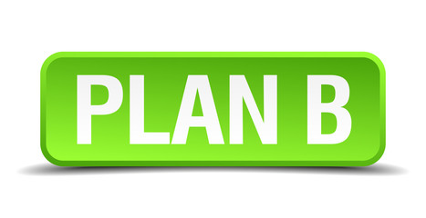 Plan B green 3d realistic square isolated button