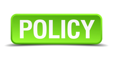 Policy green 3d realistic square isolated button