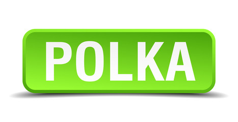 Polka green 3d realistic square isolated button