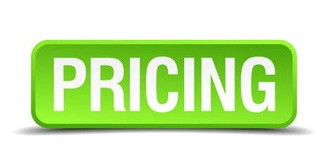 Pricing green 3d realistic square isolated button