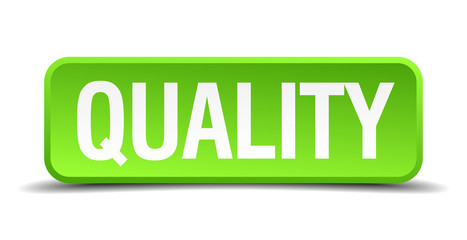 Quality green 3d realistic square isolated button