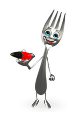 Fork character with pen