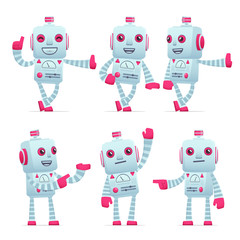set of robot character in different poses