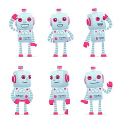 set of robot character in different poses