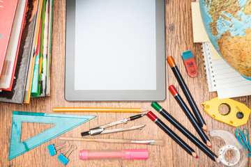 School accessories on a desk