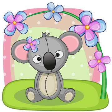 Koala with flowers