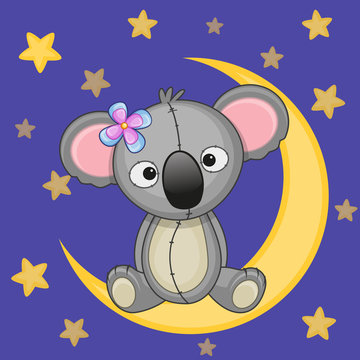 Cute Koala on the moon