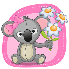 Fototapeta premium Koala with flowers