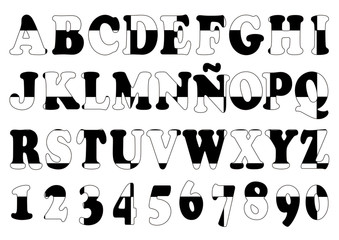 LETRAS BLANCO NEGRO CUADROS