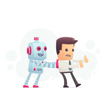 robot controls man