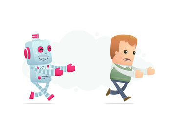 robot trying to catch up man