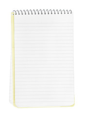 Open and blank pages of a notebook/notepad, isolated on white ba