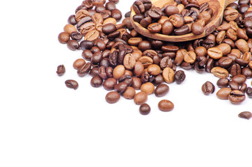 Coffee with spoon on white background