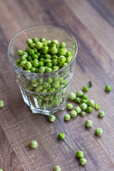green peas in a glass