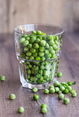 green peas in a glass
