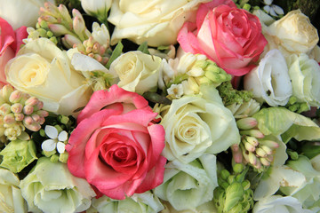 Pink and white bridal arrangement