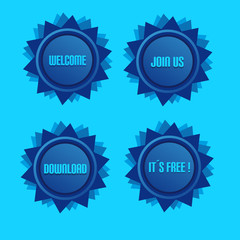 Blue Style Star With Label Sign And Blue Light Background