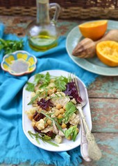 salad with chicken, chickpea  and couscous