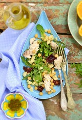 salad with chicken, chickpea  and couscous