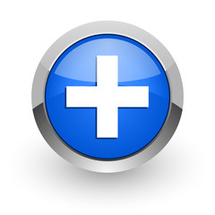 plus blue glossy web icon