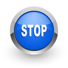 stop blue glossy web icon