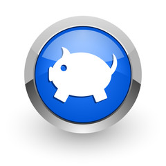piggy bank blue glossy web icon