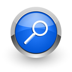 search blue glossy web icon