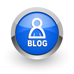 blog blue glossy web icon