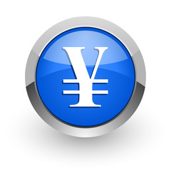 yen blue glossy web icon